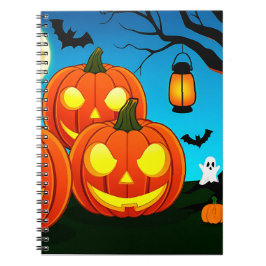 Caderno Espiral Fantasmas de Halloween, Pumpkins, Morcegos