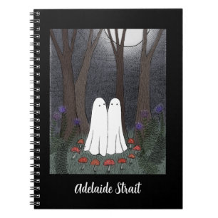 Caderno Espiral Fantasmas na floresta encantada nome personalizado