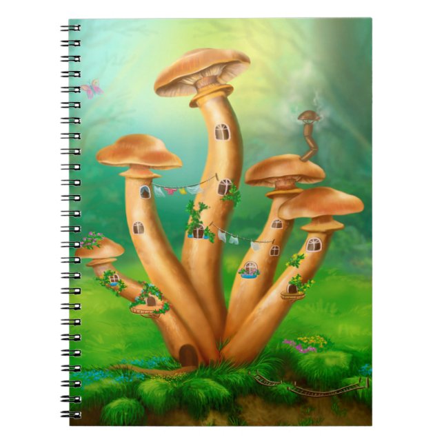 Caderno Espiral Fantasy Cogumelos querida Aagary House (Frente)