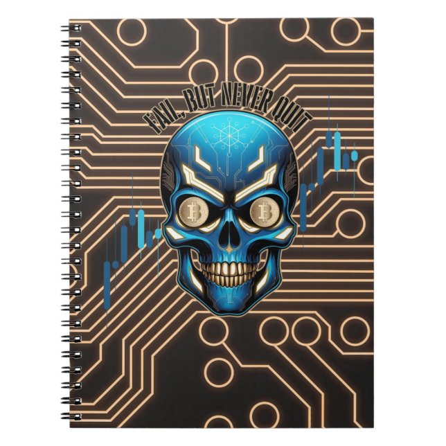 Caderno Espiral Fantasy Design | Crypto Btc | Motivation | Blue (Frente)