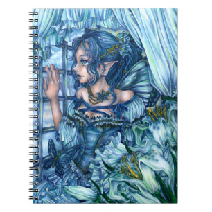 Caderno Espiral Fantasy Fairy Anime Girl Victorian Blue
