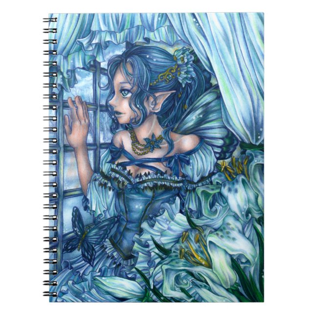 Caderno Espiral Fantasy Fairy Anime Girl Victorian Blue (Frente)