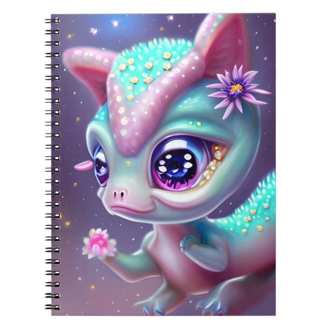 Caderno Espiral Fantasy Kawaii, bebê dinossauro fofo e adorável (Frente)