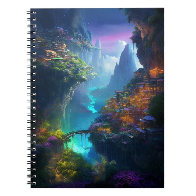 Caderno Espiral Fantasy Landscape Colorir Surreal (Frente)