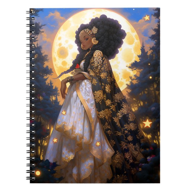 Caderno Espiral Fantasy Mulher Afro-Americana Art (Frente)