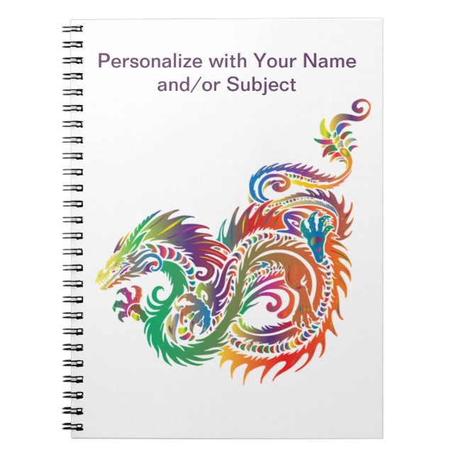 Caderno Espiral Fantasy Mythic Dragon Trabalho de arte Personalize (Frente)