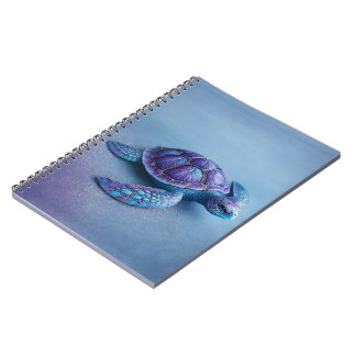 Caderno Espiral Fantasy Sea Turtle in Blue & Purple, Peaceful 