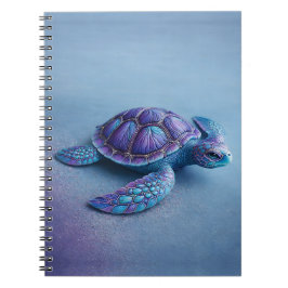 Caderno Espiral Fantasy Sea Turtle in Blue & Purple, Peaceful