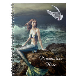 Caderno Espiral Fantasy Sereia no Mar com Seagull Personalize