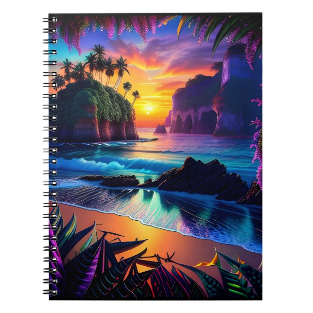 Caderno Espiral Fantasy Tropical Beach Three (Frente)
