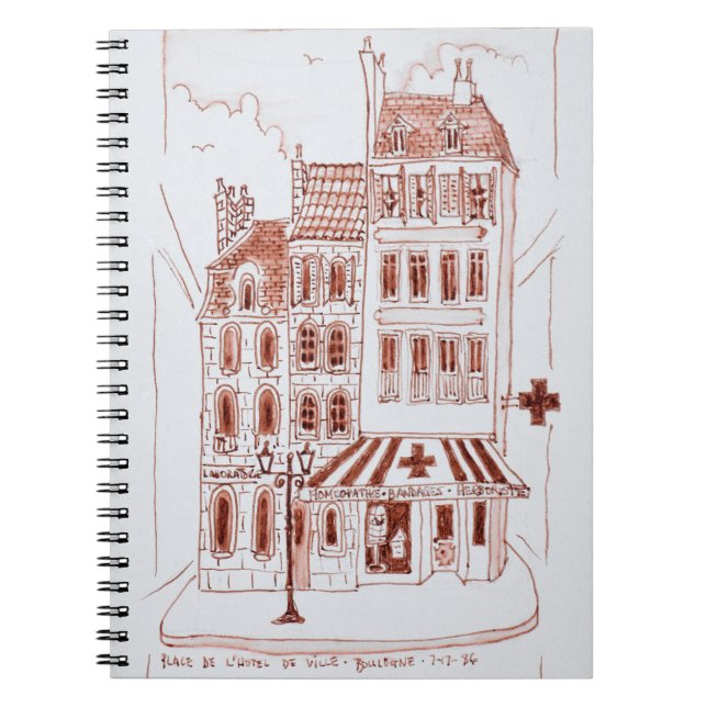 Caderno Espiral Farmácia na Cidade Antiga| Boulogne-Sur-Mer, Franç (Frente)