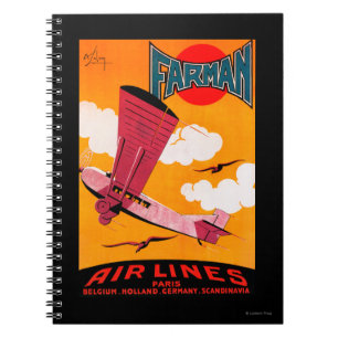 Caderno Espiral Farman Brothers Airlines F- 170 Monoplane Poster