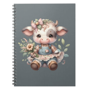 Caderno Espiral Farmcore Kawaii Calf em Vintage Vestido Floral