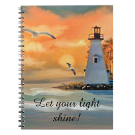 Caderno Espiral Faro Gaivota Pôr do Sol Personalizado