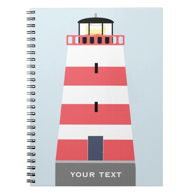 Caderno Espiral Farol Branco e Vermelho Alto Personalizado (Frente)