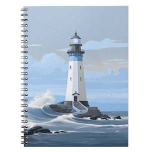 Caderno Espiral Farol colorido no oceano