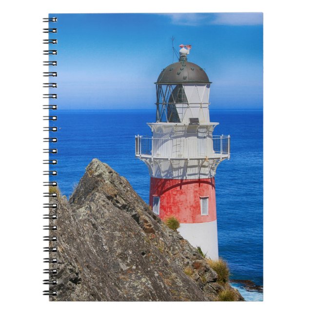 Caderno Espiral Farol da Nova Zelândia do Cabo Palliser (Frente)