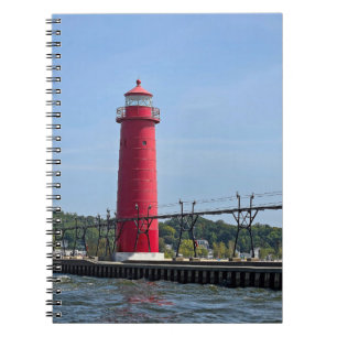 Caderno Espiral Farol de Grand Haven Michigan