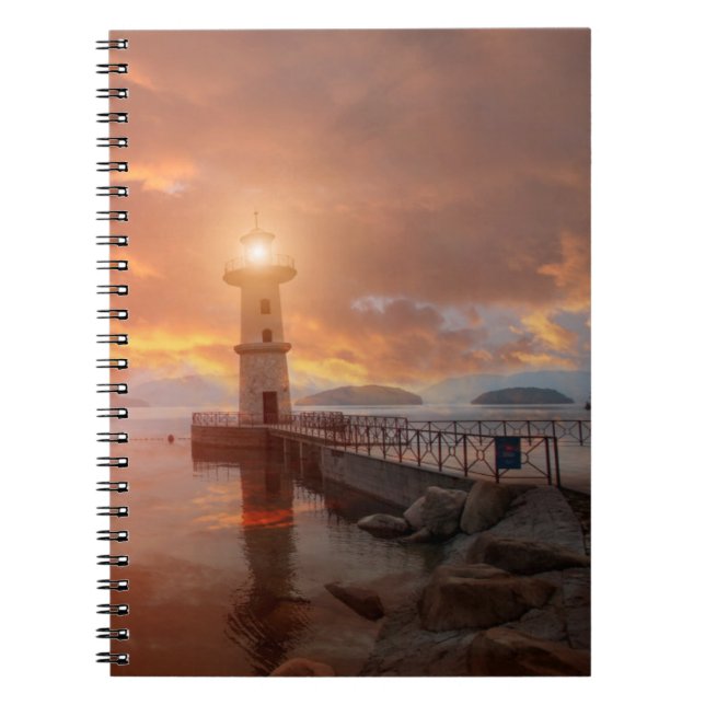 Caderno Espiral Farol no pôr do sol (Frente)
