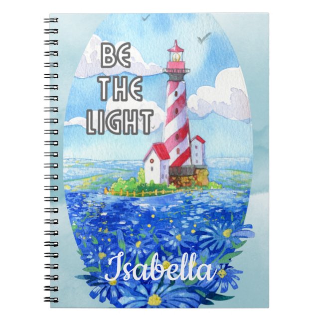 Caderno Espiral Farol Whimsical Watercolor é o presente leve (Frente)