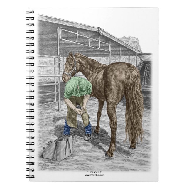 Caderno Espiral Farrier Blacksmith Trimming Horse Hoof (Frente)