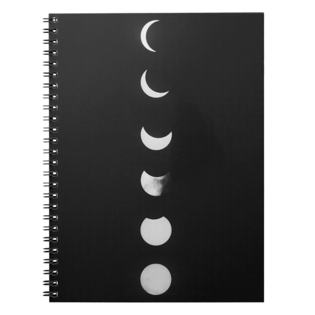 Caderno Espiral Fases da Lua e Eclipse em Foto Preta e Branca (Frente)