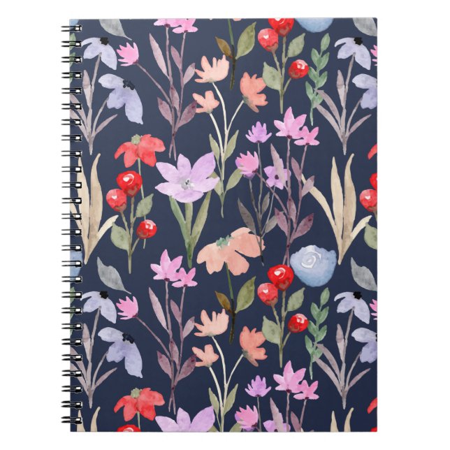 Caderno Espiral Fashion Botânico Padrão da Superfície Floral (Frente)