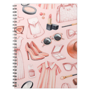 Caderno Espiral Fashion illustrations. Seamless pattern