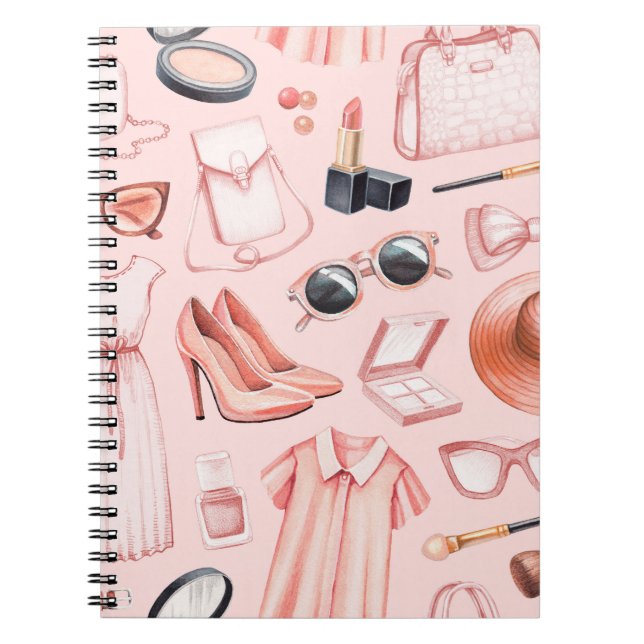 Caderno Espiral Fashion illustrations. Seamless pattern (Frente)