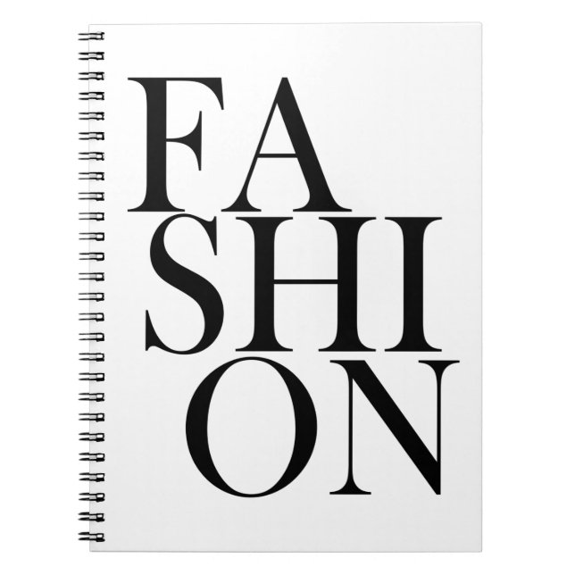 Caderno Espiral FASHION - Tipografia Fashionista Negra (Frente)