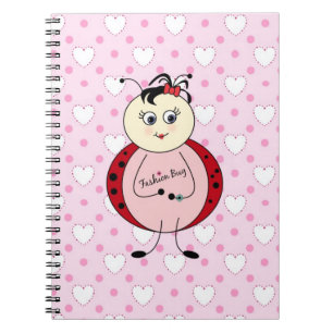 Caderno Espiral Fashionista do joaninha do inseto da forma