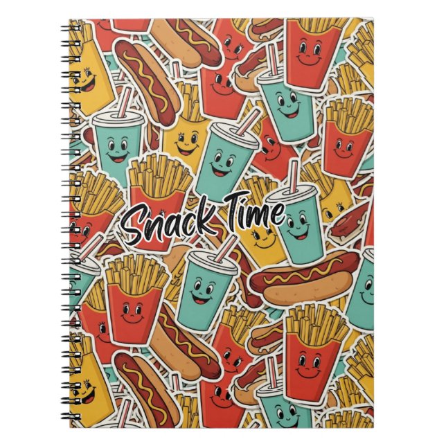Caderno Espiral Fast Food-Snack time Pattern  (Frente)