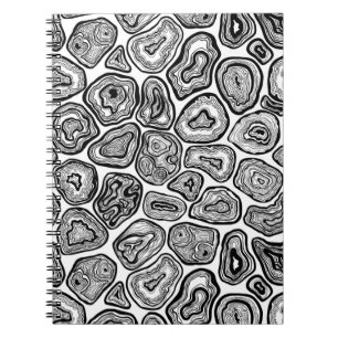 Caderno Espiral Fatias de agato em preto e branco