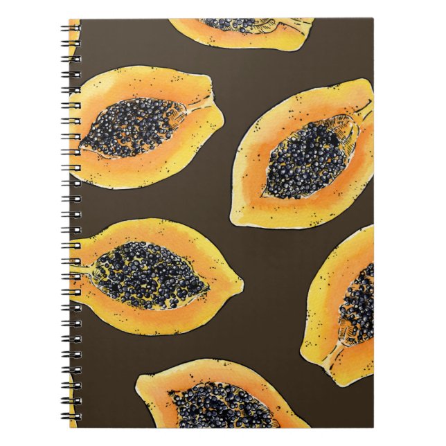 Caderno Espiral Fatias de Papaya em castanho escuro (Frente)