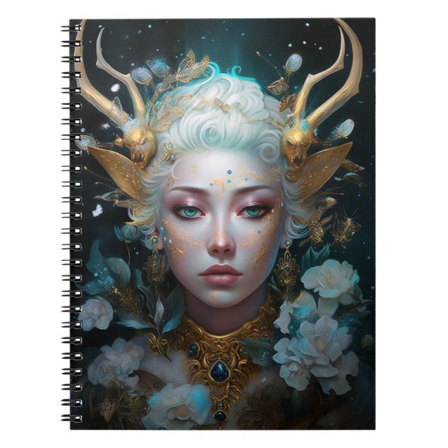 Caderno Espiral Faun Elf Woman Fantasy Art (Frente)