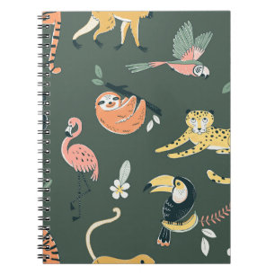 Caderno Espiral Fauna Selva Vintage Flora