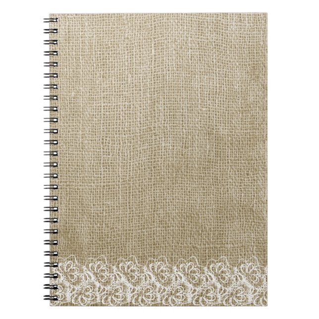 Caderno Espiral Faux Burlap e Lace (Frente)