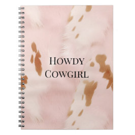 Caderno Espiral Faux Cowhide do Falso Creme Cor-de-Rosa-Blush Ocid