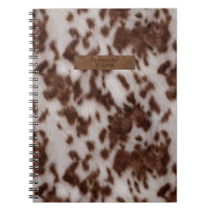 Caderno Espiral Faux Cowhide Peles e couro Impressão animal