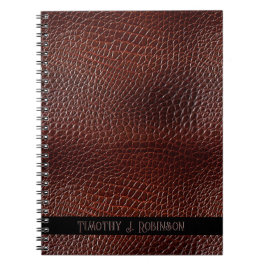 Caderno Espiral Faux Leather Brown Personalizada Emboscada