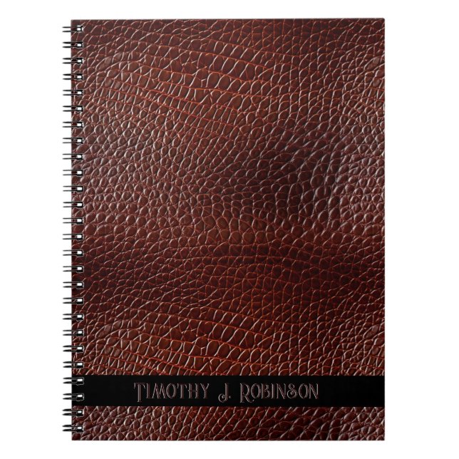 Caderno Espiral Faux Leather Brown Personalizada Emboscada (Frente)