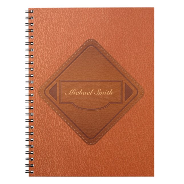 Caderno Espiral Faux Leather Brown Personalizado (Frente)