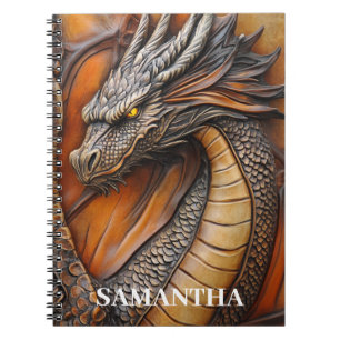 Caderno Espiral Faux Leather Dragon Personalizado