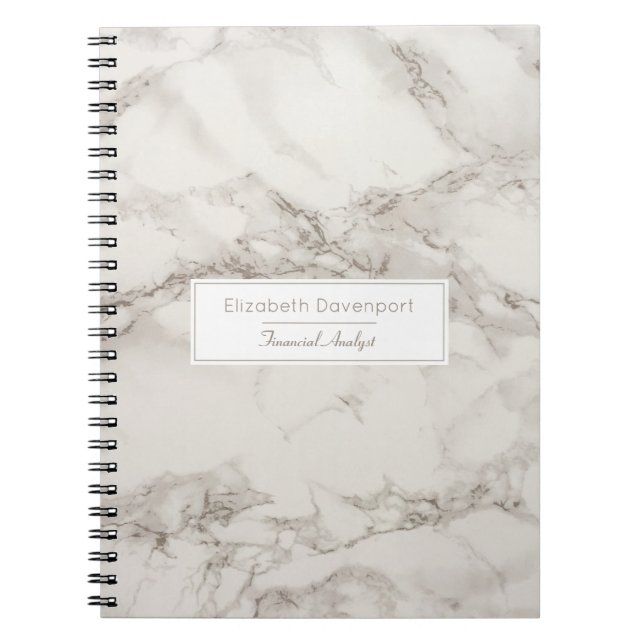 Caderno Espiral Faux Marble Alabaster Taupe Tan Personalizado Mode (Frente)