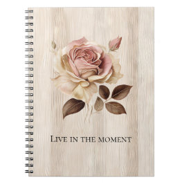 Caderno Espiral Faux Rustic Cream Pink Rose Wood