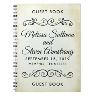 Caderno Espiral Faux Vintage Western Style Guestbook