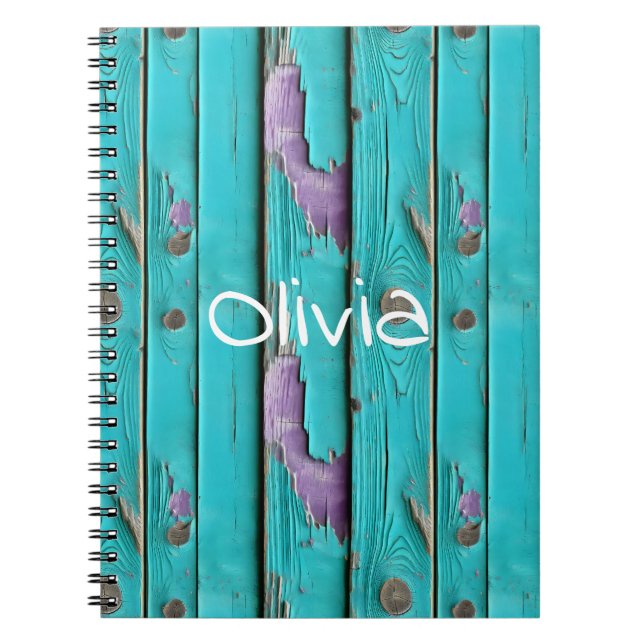 Caderno Espiral Faux Wood Purple e Turquoise Blue (Frente)