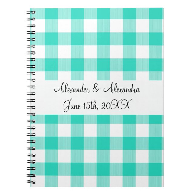 Caderno Espiral Favores do casamento do teste padrão do guingão de (Frente)