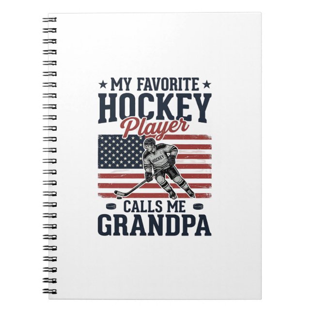 Caderno Espiral Favorite Hockey Player Calls Me Grandpa Vintage Sh (Frente)