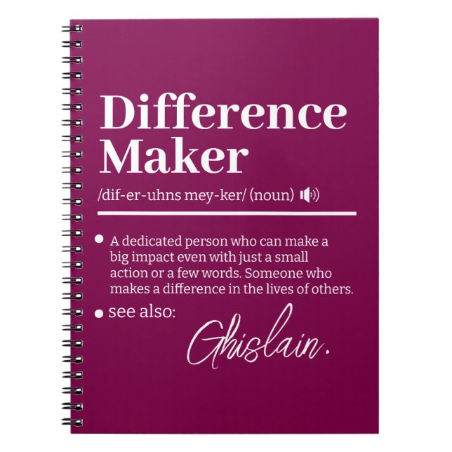Caderno Espiral Fazedor de Diferença Personalizado, Presente de Ag (Frente)